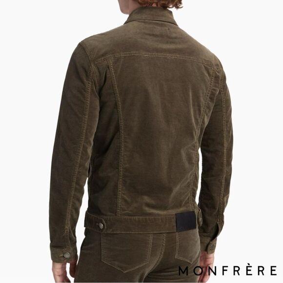 Monfrère **NWT** Mens Dean Stretch Velvet Trucker Jacket in Asphalt - Picture 5 of 8